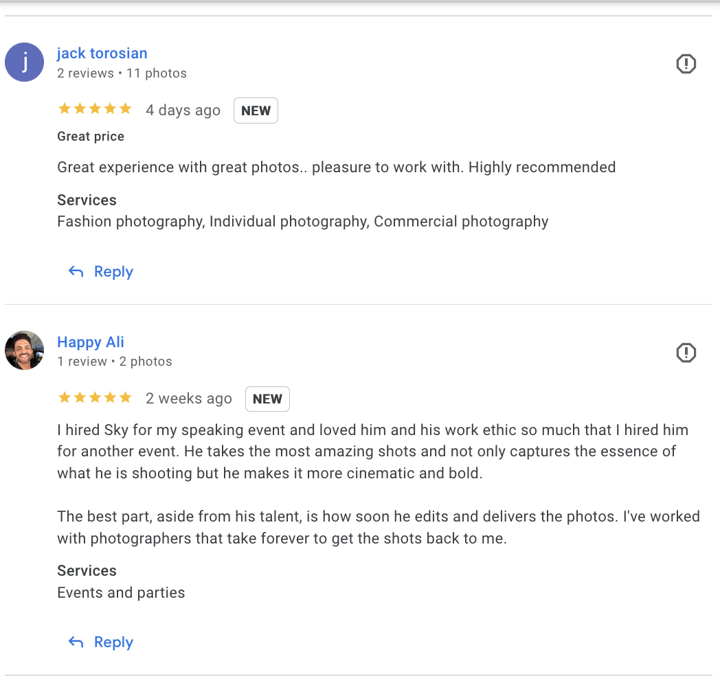 Actual Google review for Unicorn Productions L.A.