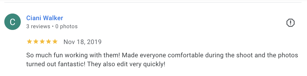 Actual Google review for Unicorn Productions L.A.