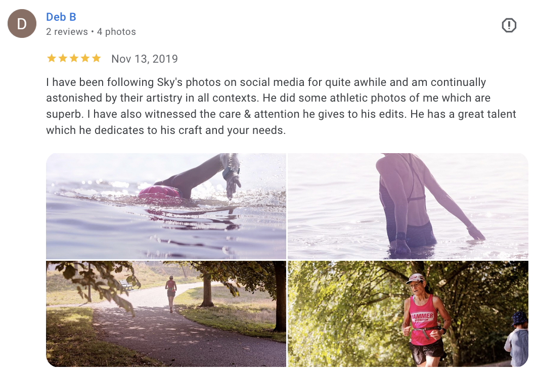 Another actual Google review for family photography