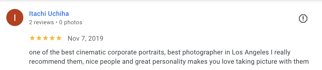 Actual Google review for Unicorn Productions L.A.