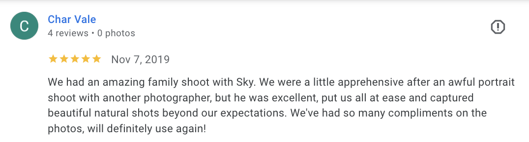 Actual Google review for Unicorn Productions L.A.