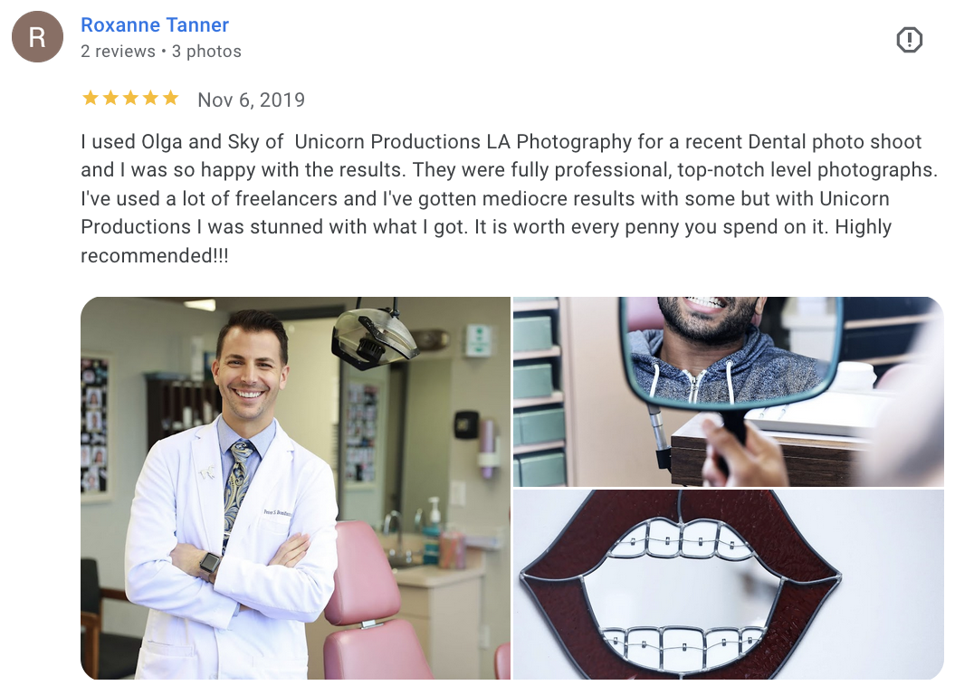 Actual Google review for Unicorn Productions L.A.