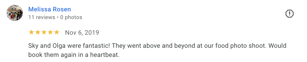 Actual Google review for Unicorn Productions L.A.