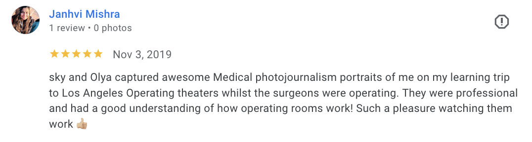 Actual Google review for Unicorn Productions L.A.