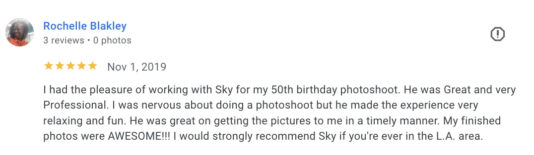 Actual Google review for Unicorn Productions L.A.