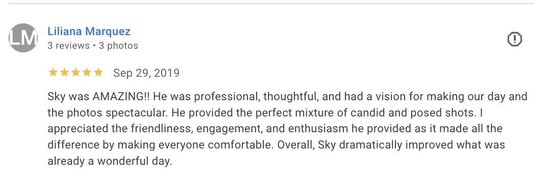 Actual Google review for Unicorn Productions L.A.
