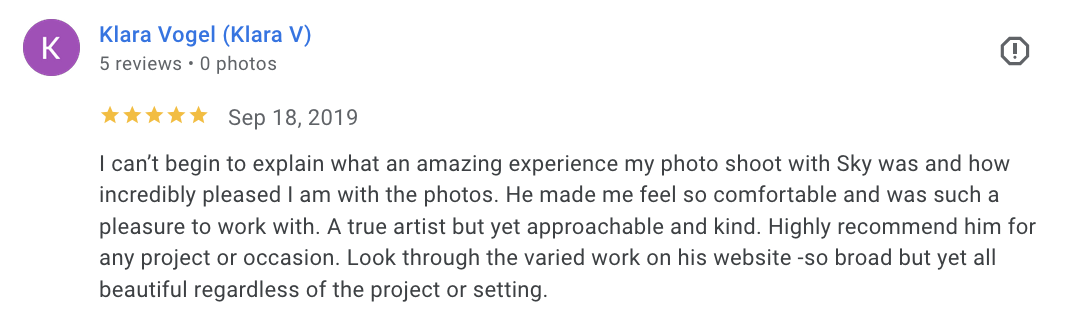 Actual Google review for Unicorn Productions L.A.