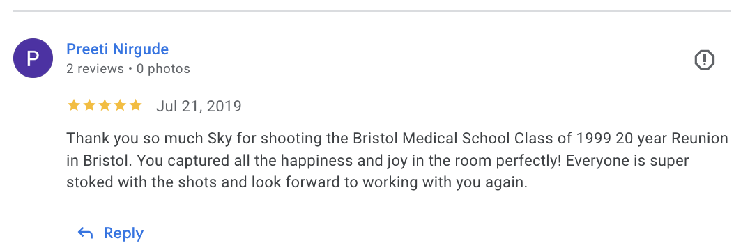 Actual Google review for Unicorn Productions L.A.