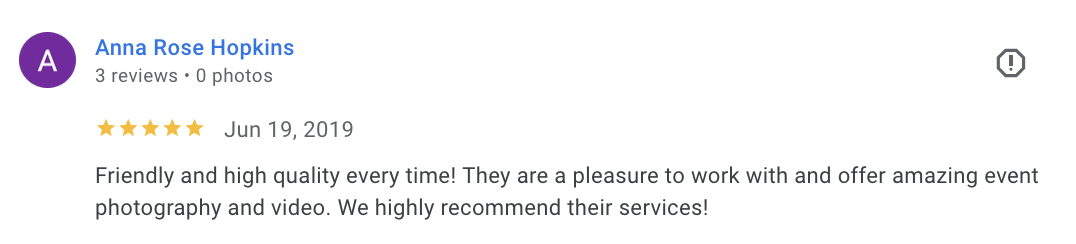 Actual Google review for Unicorn Productions L.A.