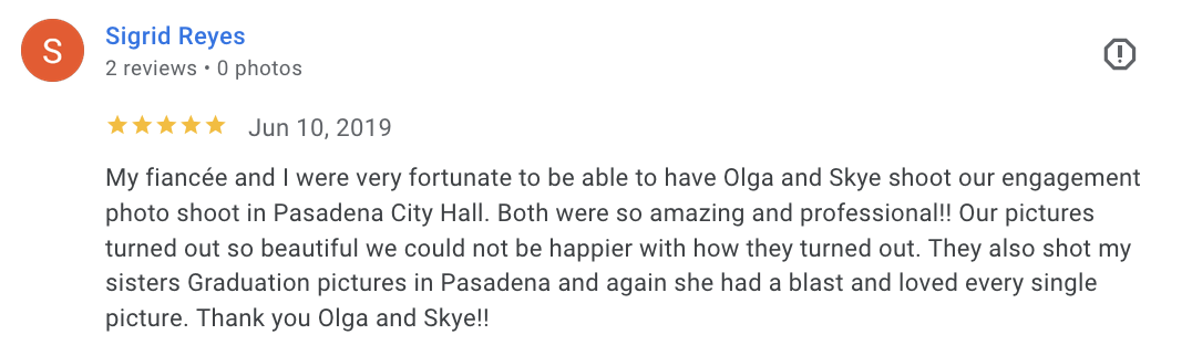 Actual Google review for Unicorn Productions L.A.