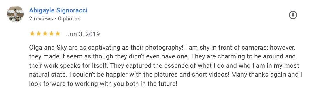 Actual Google review for Unicorn Productions L.A.