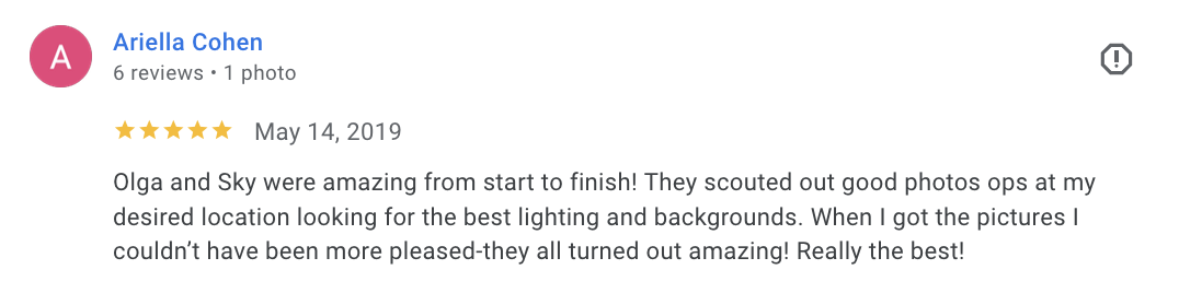 Actual Google review for Unicorn Productions L.A.