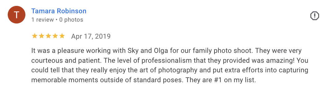 Actual Google review for Unicorn Productions L.A.
