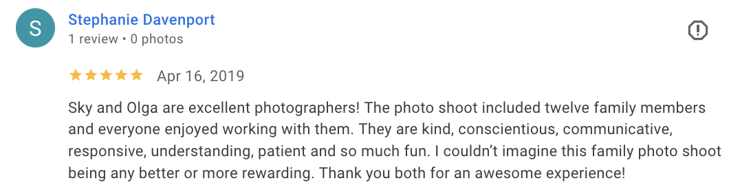 Actual Google review for Unicorn Productions L.A.
