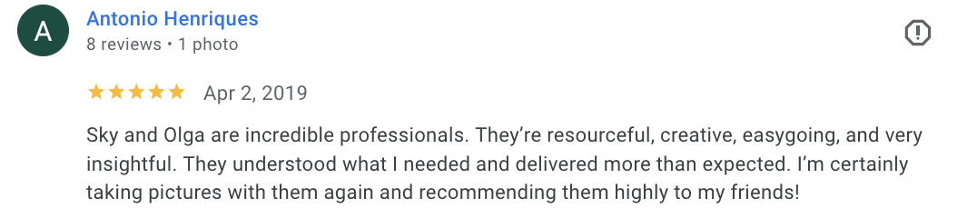 Actual Google review for Unicorn Productions L.A.